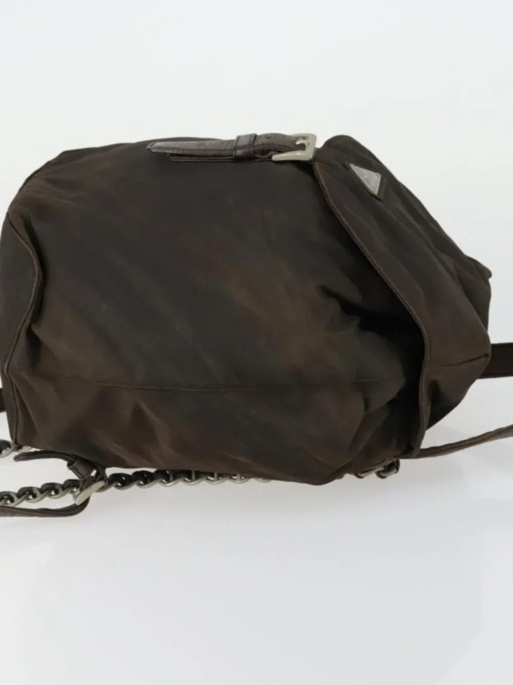 PRADA Backpack Nylon Brown Silver Auth 151544